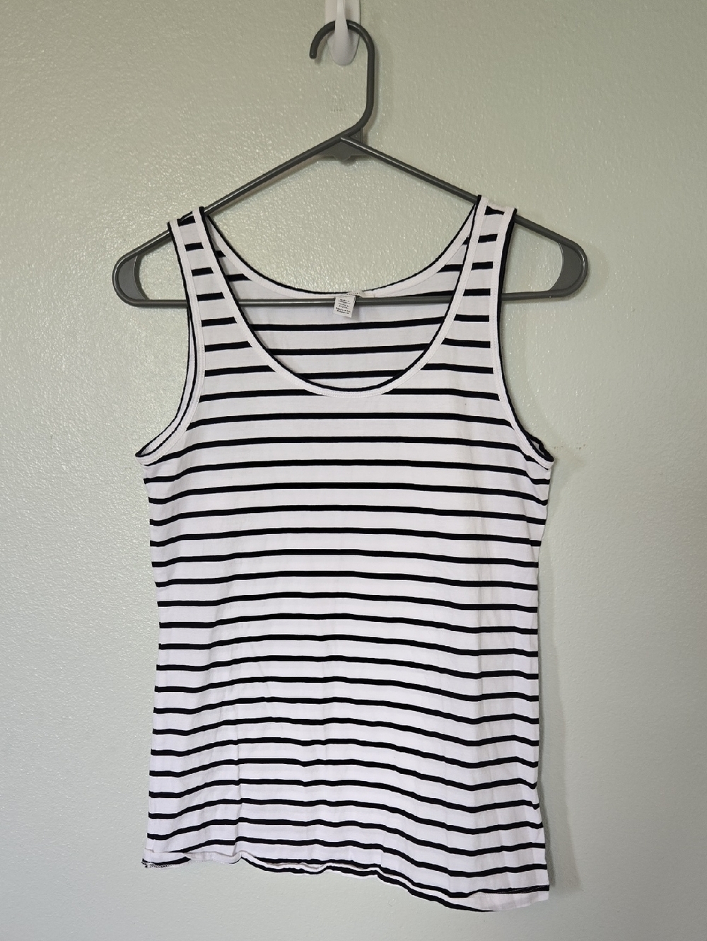 Daily Ritual | Black And White Striped Cotton Tank Top Size Small